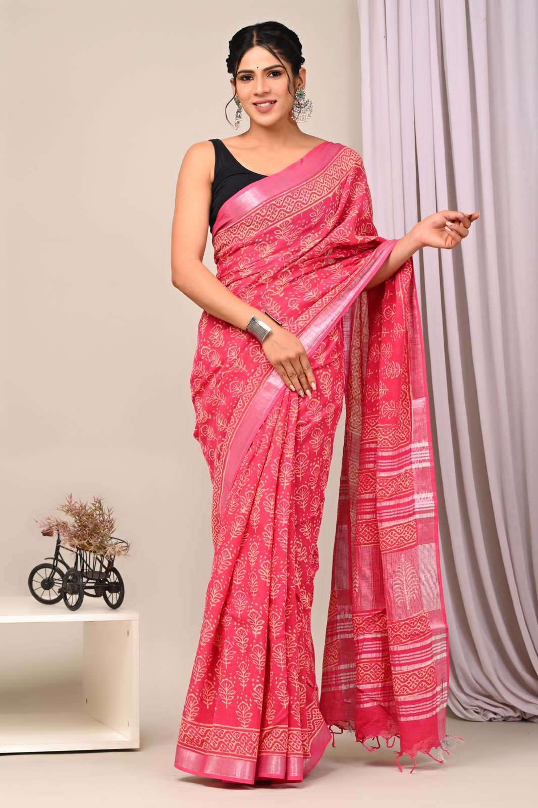 VK 4166 Silver Jari Patta Printed Sarees Catalog